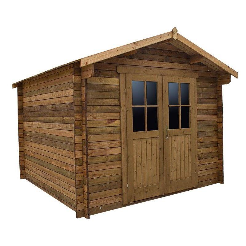 GARDY SHELTER - ABRI EN BOIS MASSIF 9M² PLUS 28MM TRAITÉ TEINTÉ MARRON