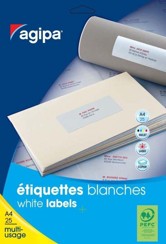 Apli 400 étiquettes blanches multi-usage, format 99,1 x 33,9 mm (25 feuilles A4 / cdt) - 3270241196122_0