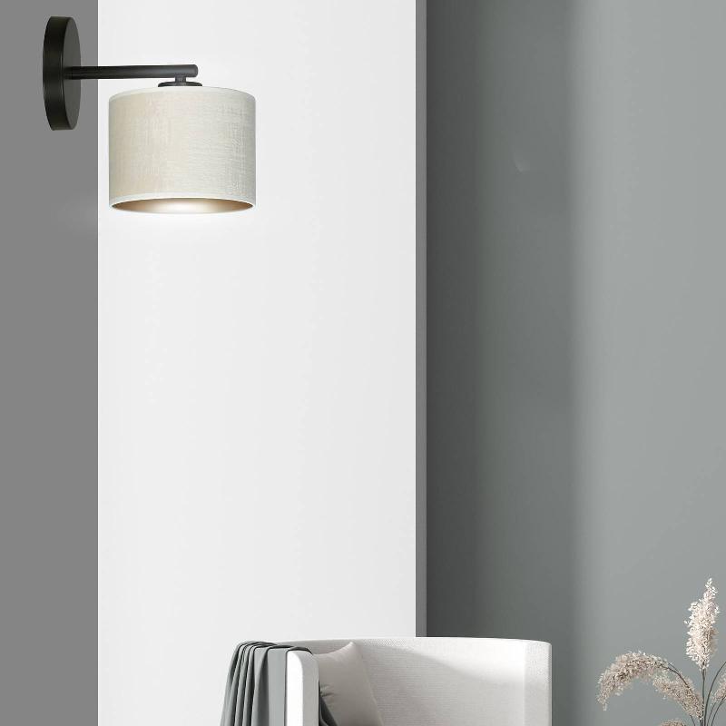EMIBIG LIGHTING APPLIQUE JARI ABAT-JOUR TISSU, BLANC DORÉ
