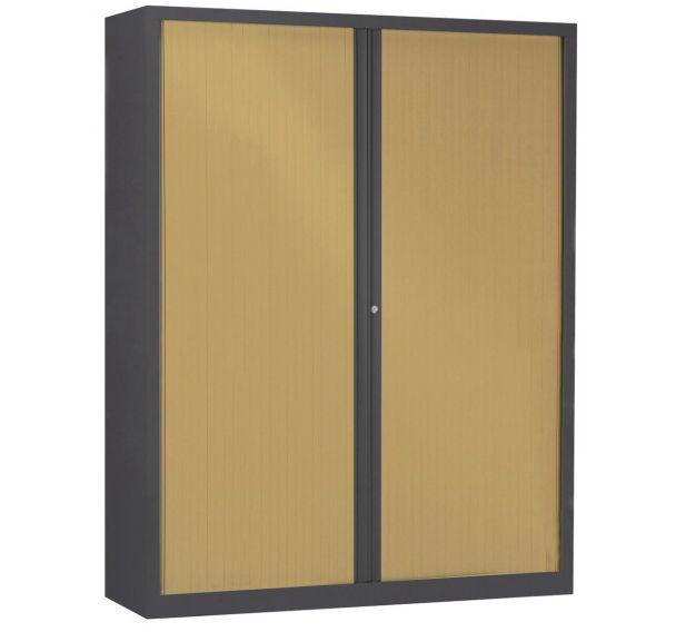 ARMOIRE MÉTAL À MONTER RIDEAUX TON BOIS HÊTRE 160 X 198 CM COLORIS ANTHRACITE - MANUTAN COLLECTIVITÉS