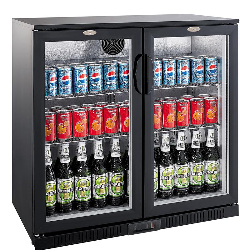 Arrière bar noir professionnel réfrigérée 2 portes battantes vitrée... - P7527.0010_0