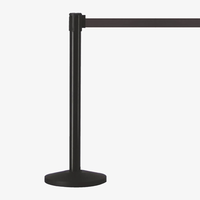 Barrière rétractable personnalisée - gestion des espaces - pied acier noir - ceinture 2m_0
