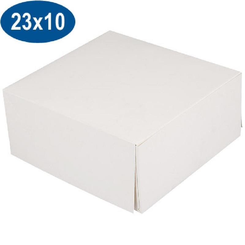 BOÎTE PATISSIÈRE EN CARTON BLANCHE 23X10 CM X 50 FIRPLAST