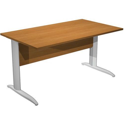 BUREAU DROIT PIEDS L EN MÉTAL FAST - 140 CM - AULNE - ALU