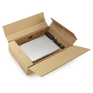CAISSE CARTON BRUNE POUR ORDINATEUR PORTABLE AVEC CALAGE FILM 55,5X 37X