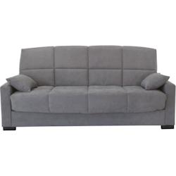 Canapé clic clac 3 places - Gris clair - Matelas 14 cm - 130 x 190 cm - MEGAN AUCUNE - 3666749552629_0