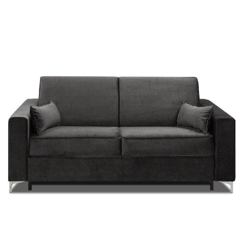CANAPÉ CONVERTIBLE EXPRESS JACKSON 160CM SOMMIER LATTES TÊTE DE LIT INTÉGRÉE POLYURÉTHANE MARRON MATELAS 16 CM_0