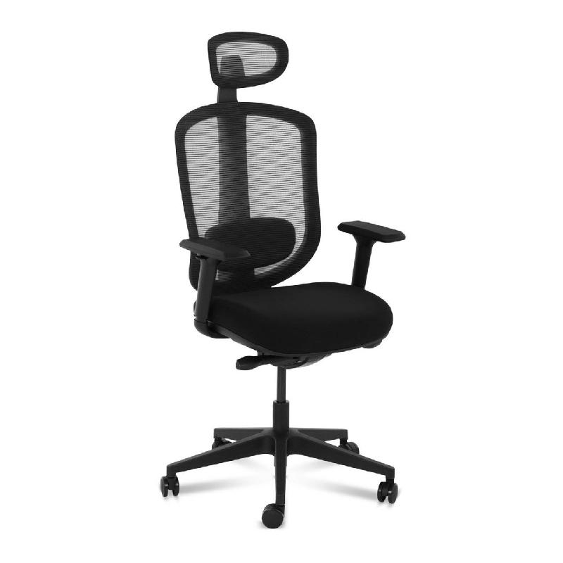 Chaise de bureau - dossier en filet, appui-tête et support lombaire - 150 kg maximum - 14_0000880_0