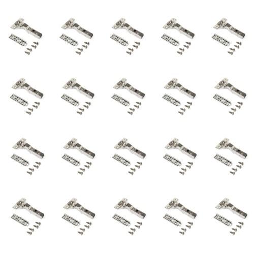CHARNIÈRE COUDÉE INVISIBLE AMORTIE 105° + EMBASE À VISSER - PAR 20 - X91 EMUCA
