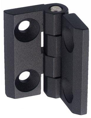 Charnière plate zamac - vis tête fraisée (37-12) - matière zamac pelliculé noir mat et axe en inox_0