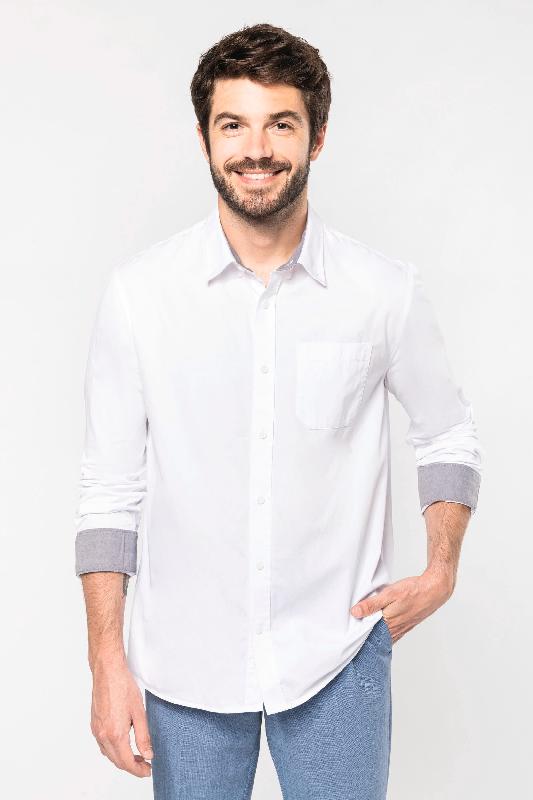 Chemise de travail en coton manches longues Nevada homme - Réf: K586 - Tissu sergé toucher peau de pêche - Marque Kariban_0
