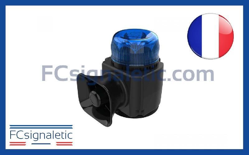 Combiné de signalisation portatif CSP (gyrophare + sirène) bleu classe 1 rotatif tonalité US STANDBY MERCURA 23500-06_0