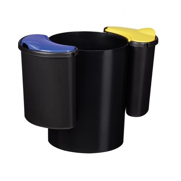 Corbeille pour tri sélectif modulable 25L - Modultri - Noir / Jaune / Bleu - Marque Rolléco_0