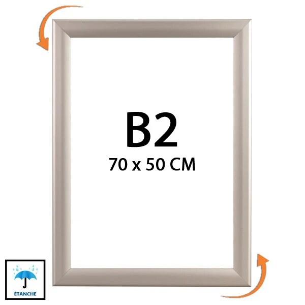 Edimeta Cadre Affichage Etanche CLIC-CLAC Mural B2 (70 x 50 cm) - gris aluminium VAC957WP_0