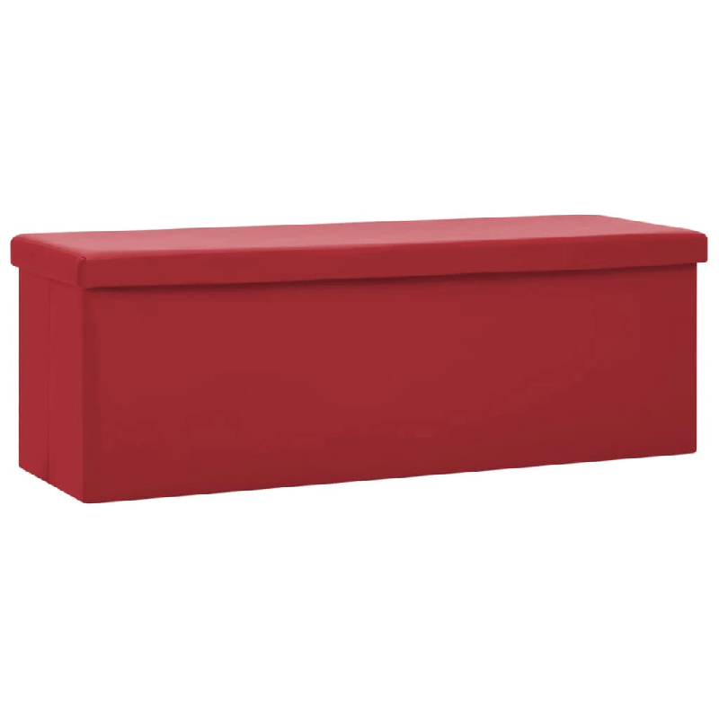 Helloshop26 - Banc banquette de rangement pliable 110 x 38 x 38 cm PVC rouge bordeaux 02_0010992 - 3000603647760_0