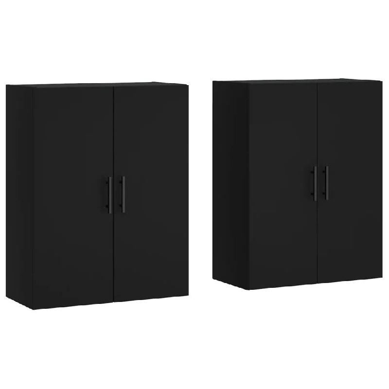 Helloshop26 - Lot de 2 armoires murales pratiques pour rangement 69,5 x 34 x 90 cm en bois d'ingénierie noir 02_0055373 - noir Bois massif 3000238962_0