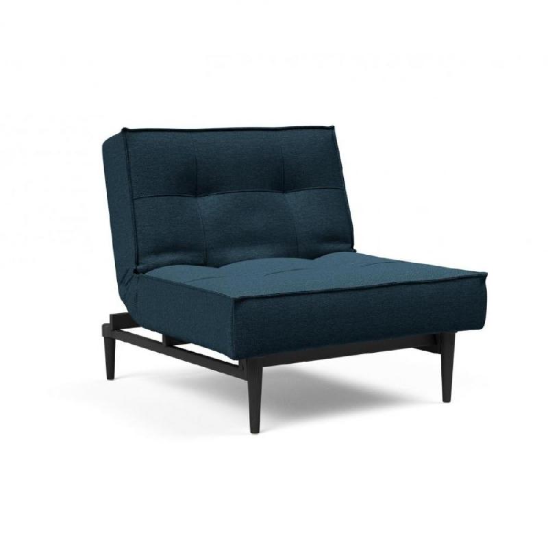 Innovation Living Fauteuil Splitback Styletto Convertible - Lit 90x115 cm - Pieds fuseau noir - Tissu Argus Navy Blue_0
