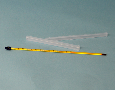 Kjb011 - Thermomètre à liquide rouge - Fond jaune - Échelle -10/110°C - 30 cm_0