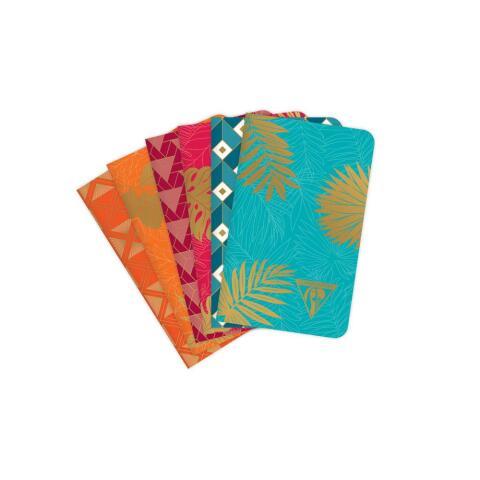 LOT DE 12 - CARNET PIQÛRE TEXTILE NEO DECO COLLECTION MI-SAISON 7,5X12 CM 48 PAGES LIGNÉ MOTIFS ASSORTIS PAPIER IVOIRE - ASSORTIS