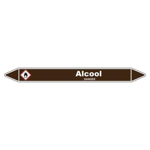 LOT DE 5 - MARQUEUR DE TUYAUTERIE - ALCOOL - NFX 08-105 - VINYLE LAMINÉ 450 X 52 MM