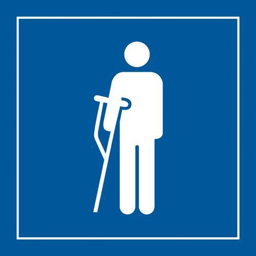 PICTO PRIORITÉ PERSONNE BLESSÉE GRAVOPLY BLANC/BLEU 250X250
