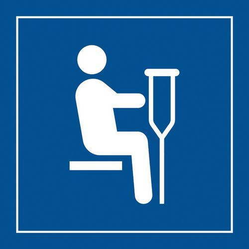 PICTO SIÈGE POUR PERSONNE BLESSÉE PVC BLANC/BLEU 250X250