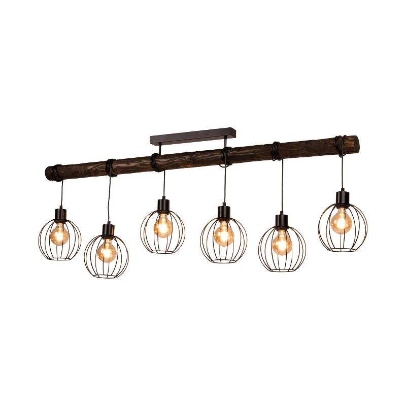 BRITOP PLAFONNIER KAROU, À 6 LAMPES, NOYER
