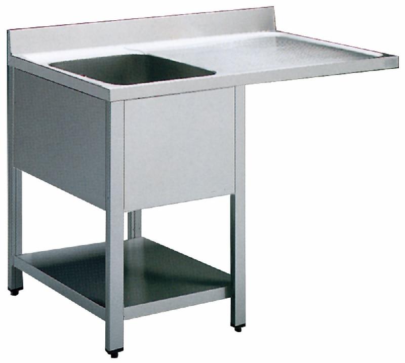 Plonge inox sur piètement - étagère inférieure - place lave-vaisselle - 1 bac à droite - 1200x700 mm - Réf. SLG1LS1257_0