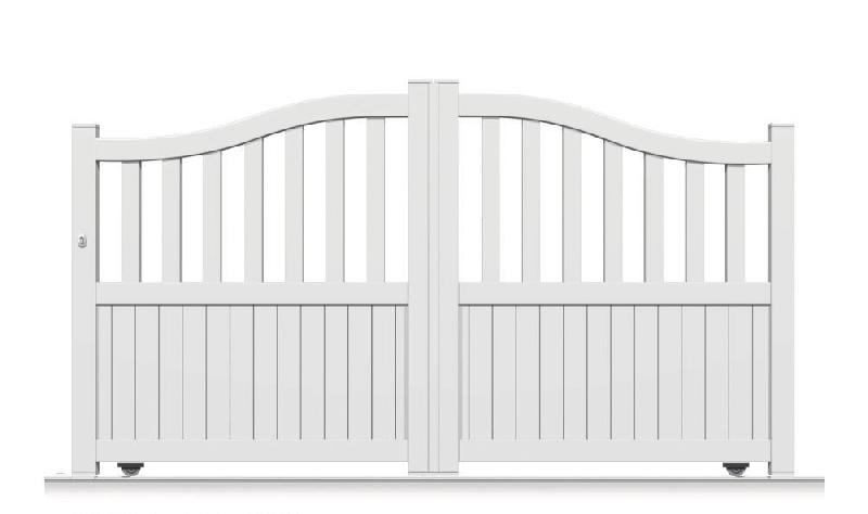 Portail aluminium coulissant OPC-105 - dimensions et coloris au choix, lames verticales, horizontales ou en épi_0