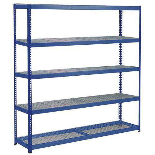 RAYONNAGE RAPID 1 1980X1525X610 5 TAB GRILLAGÉE BLEU