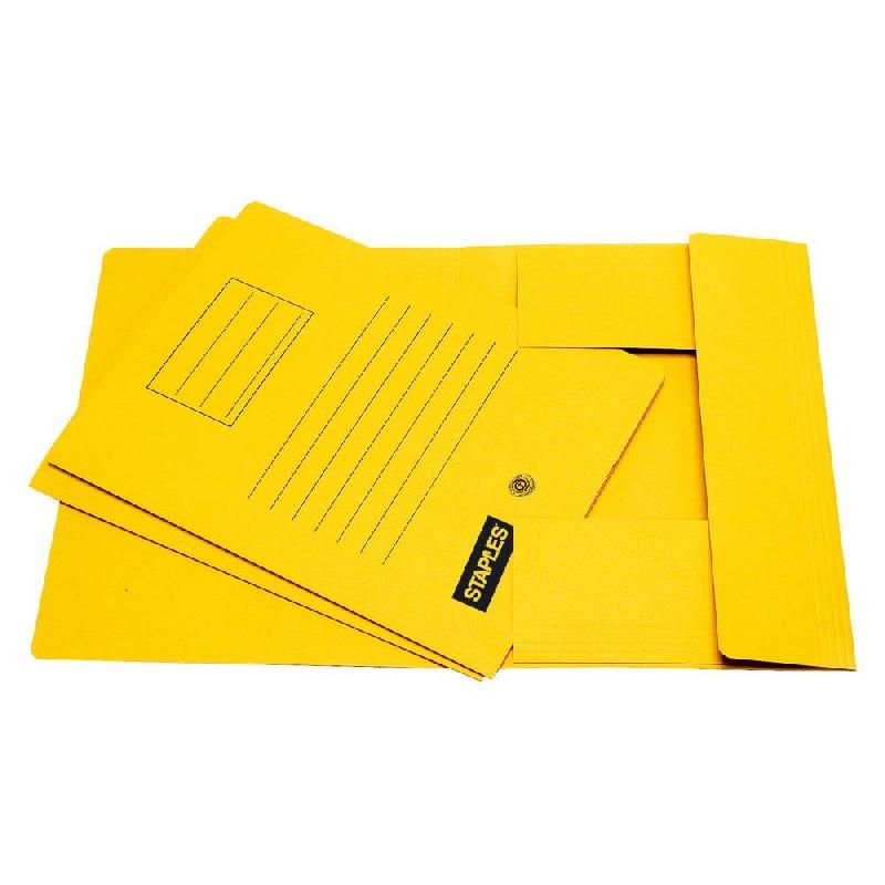 STAPLES CHEMISE 3 RABATS SANS ÉLASTIQUE STAPLES - CARTE 250G - JAUNE (PRIX À L'UNITÉ)