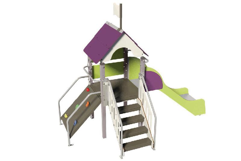 STRUCTURE FRIPOUNETTE MINI-GRIMPE - ACIER - SCELL - INOX - GRIS/PRUNE-WIKI CAT - MANUTAN COLLECTIVITÉS