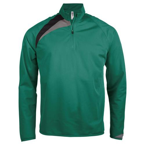 SWEAT 1/2 ZIP ENFANT TRAINING VERT/NOIR