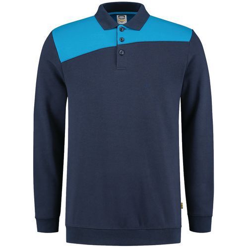 SWEAT COL POLO BICOLORE COUTURES 302004 INK-TURQUOISE XS - TRICORP WORKWEAR