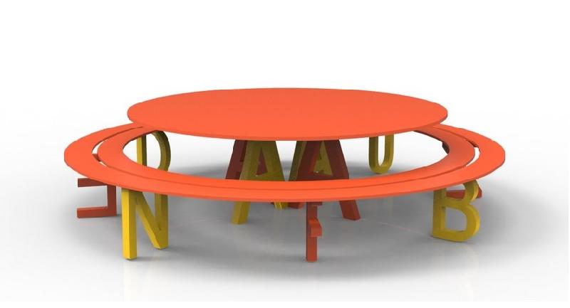 TABLE DE PIQUE NIQUE RONDE EN ACIER POUR ENFANTS - PAPOTAGE_0