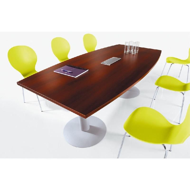 TABLE TONNEAU AVEC ÉLECTRIFICATION ACTUAL L. 200 X 100 CM - PLATEAU WENGÉ - PIÈTEMENT TULIPE ALUMINIUM
