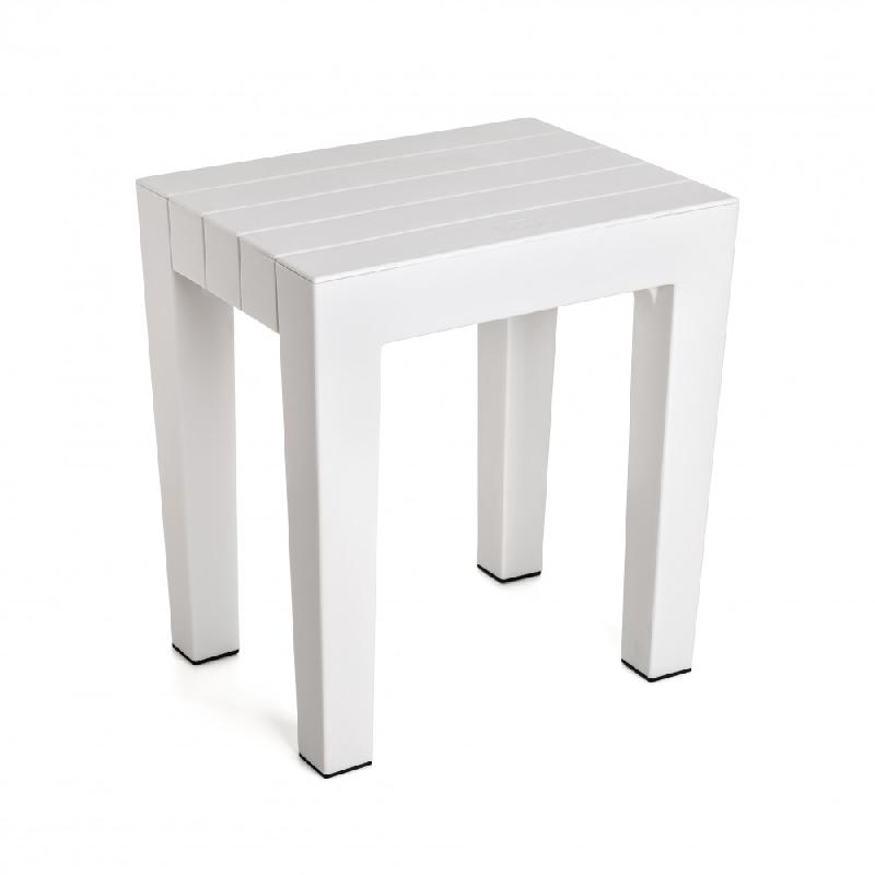Tabouret à poser - blanc - imitation bois - intérieur/extérieur - protection anti-UV - charge 130 kg_0