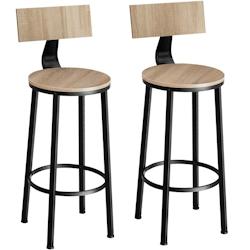 Tectake 2 tabourets de bar Poole - Bois clair industriel, Chêne Sonoma -404351 - marron Bois massif 404351_0