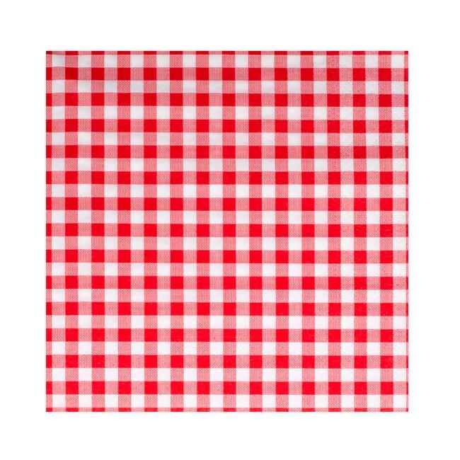 Thouy Serviettes en papier ouate vichy rouge et blanc 3 plis 33 x 33 cm x30 - 4002911968499_0