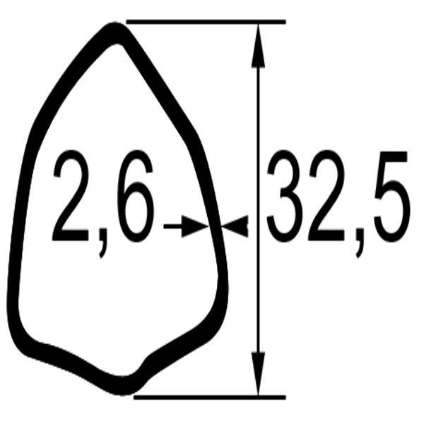 TUBE TRIANGULAIRE LG.1M. DIM.32,5X2,6 103 TCM