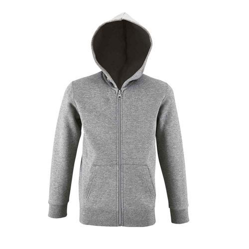 VESTE ZIPPÉE À CAPUCHE ENFANT EN COTON GRIS CHINÉ