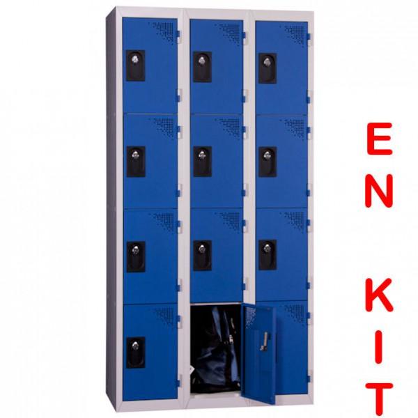 Vestiaire multicases Rolléco - 12 cases - 3 colonnes - Largeur de case : 300 mm_0