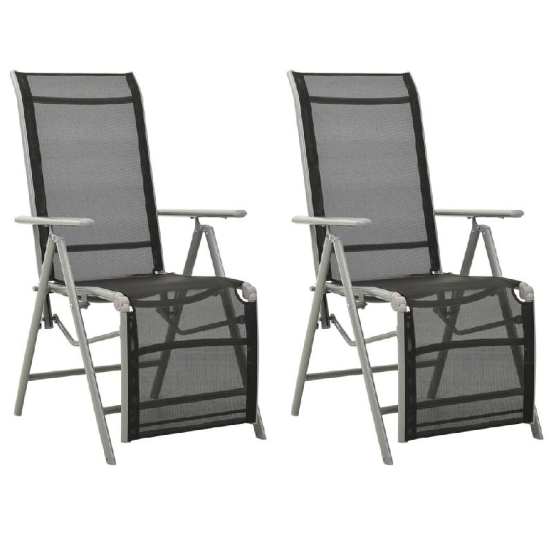 VidaXL Chaises De Jardin Lot De 2 Textilène Et Aluminium Argenté - noir 312197_0