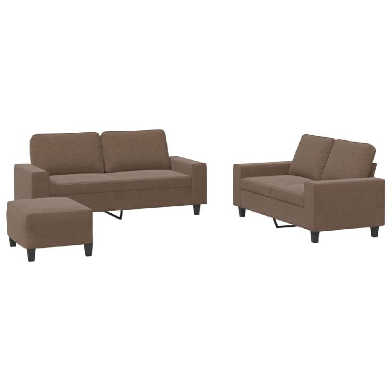 VidaXL Ensemble de canapés 3 pcs marron tissu Modèle Zenith Salle à manger - 3201893_0