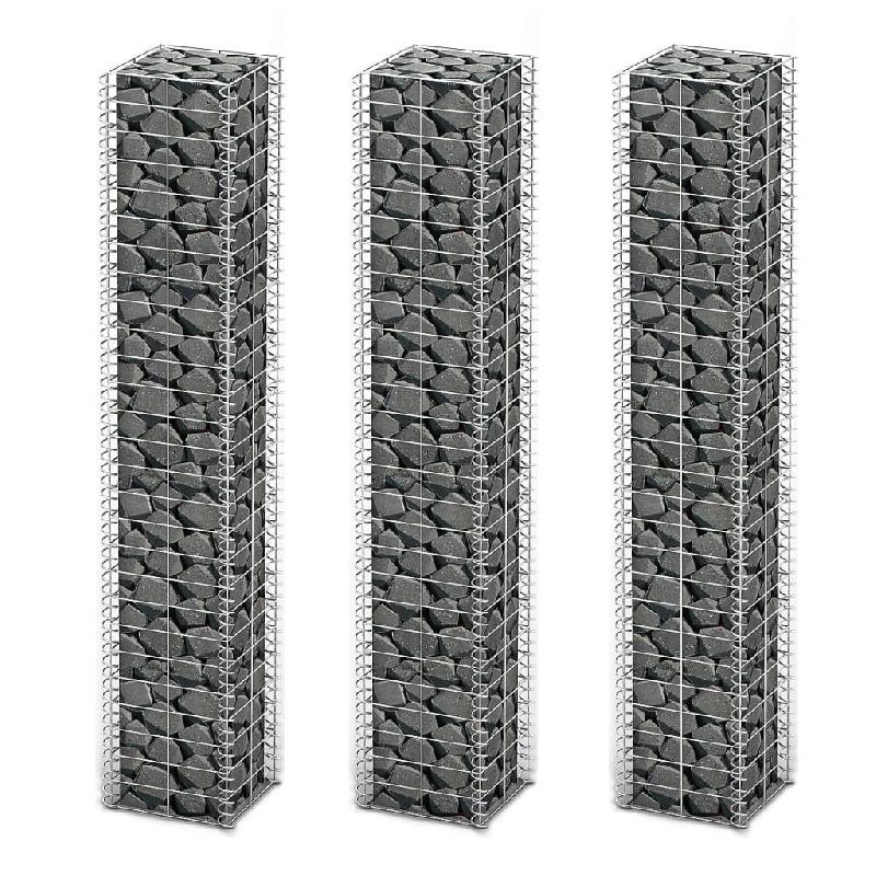 Vidaxl jeu de panier de gabion 3 pcs fil galvanisé 25 x 25 x 150 cm 141046_0