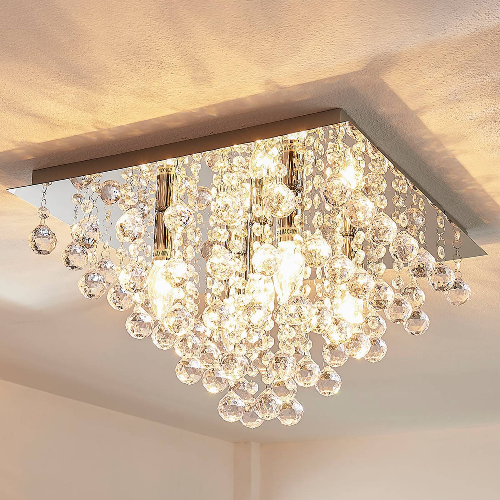 LINDBY PLAFONNIER ANNICA, ANGULAIRE, CHROME, MÉTAL, 42CM