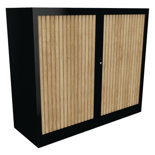 ARMOIRE À RIDEAUX CLASSIF 102X120 CM CORPS NOIR/RID CHÊNE VIEILLI - BURONOMIC