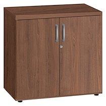 ARMOIRE BASSE NOYER H 74 X L 80 CM PORTES BATTANTES MILANO MÉTAL