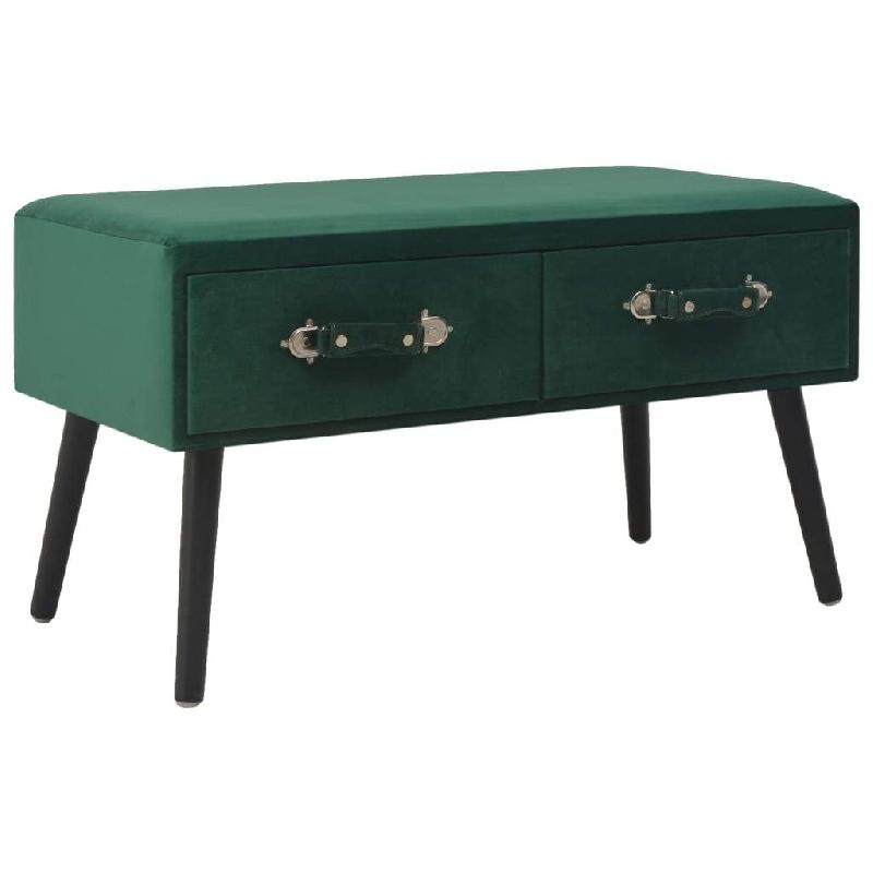 Banquette pouf tabouret - meuble banc en velours vert avec tiroirs 80 cm - modèle 3002142_0