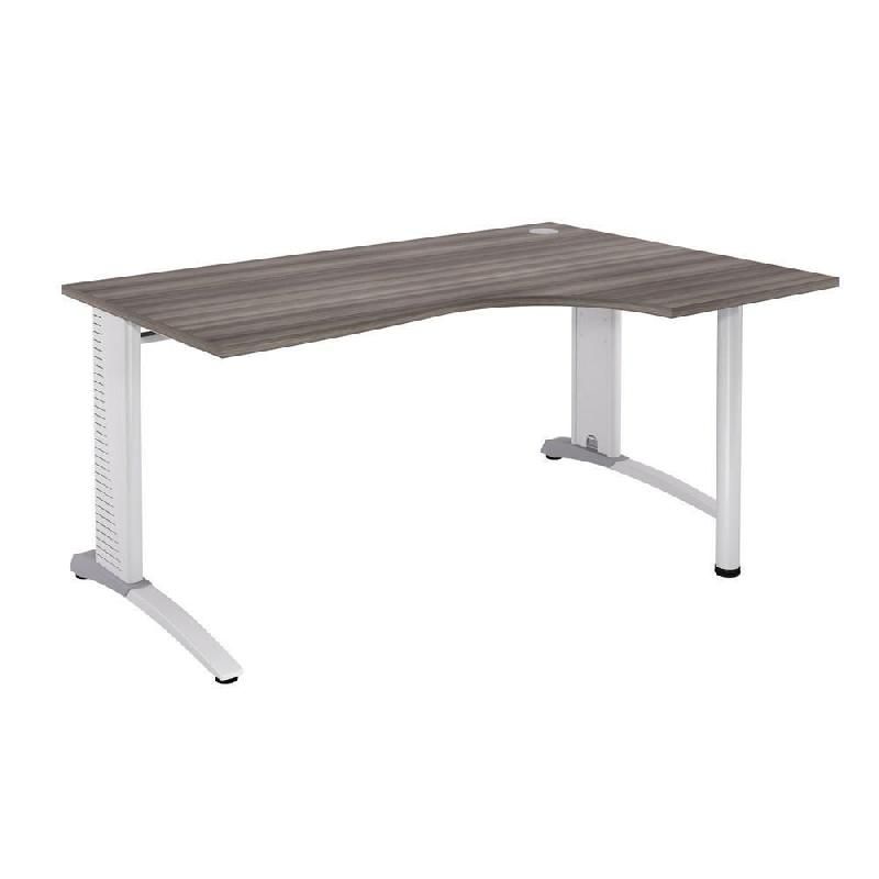 BUREAU COMPACT RETOUR À GAUCHE BIOSPACE 2 - L. 160 X P. 110 CM - PLATEAU 'CÈDRE' - PIEDS L 'BLANC' - EMBASES : 'BLANCHES'.